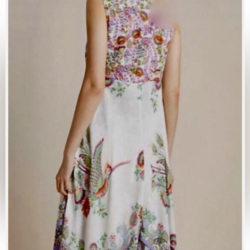 RARE! Anthropologie Analise midi length fairy hem birds of paradise dress, 4 - Picture 2 of 11